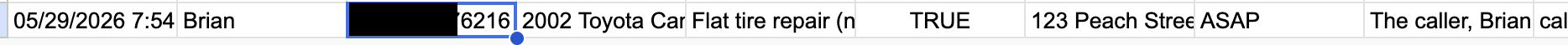 Lead captured in Google Sheets